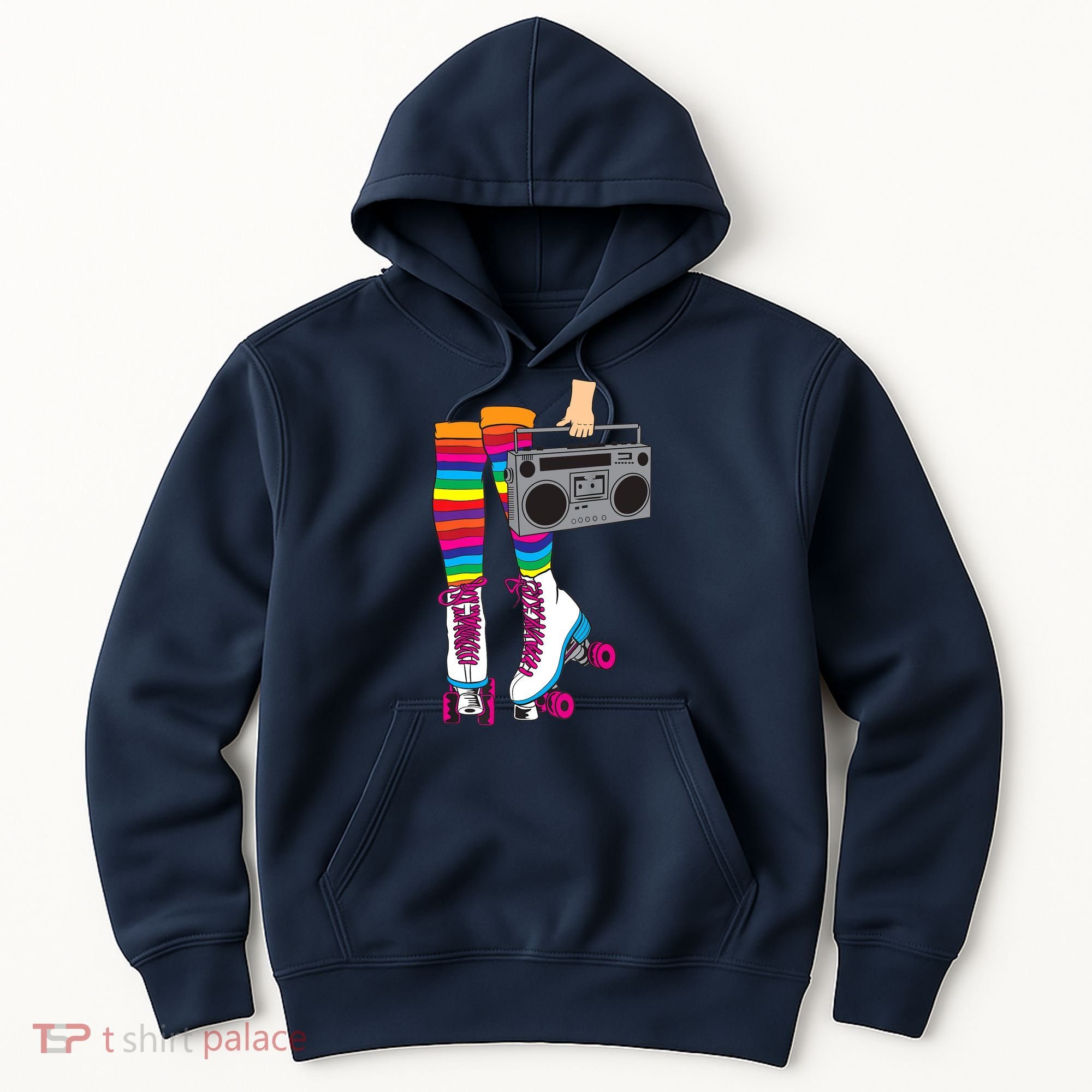 Retro Rollerskates Funny 80's Roller Disco Skating Girl Gift Hoodie