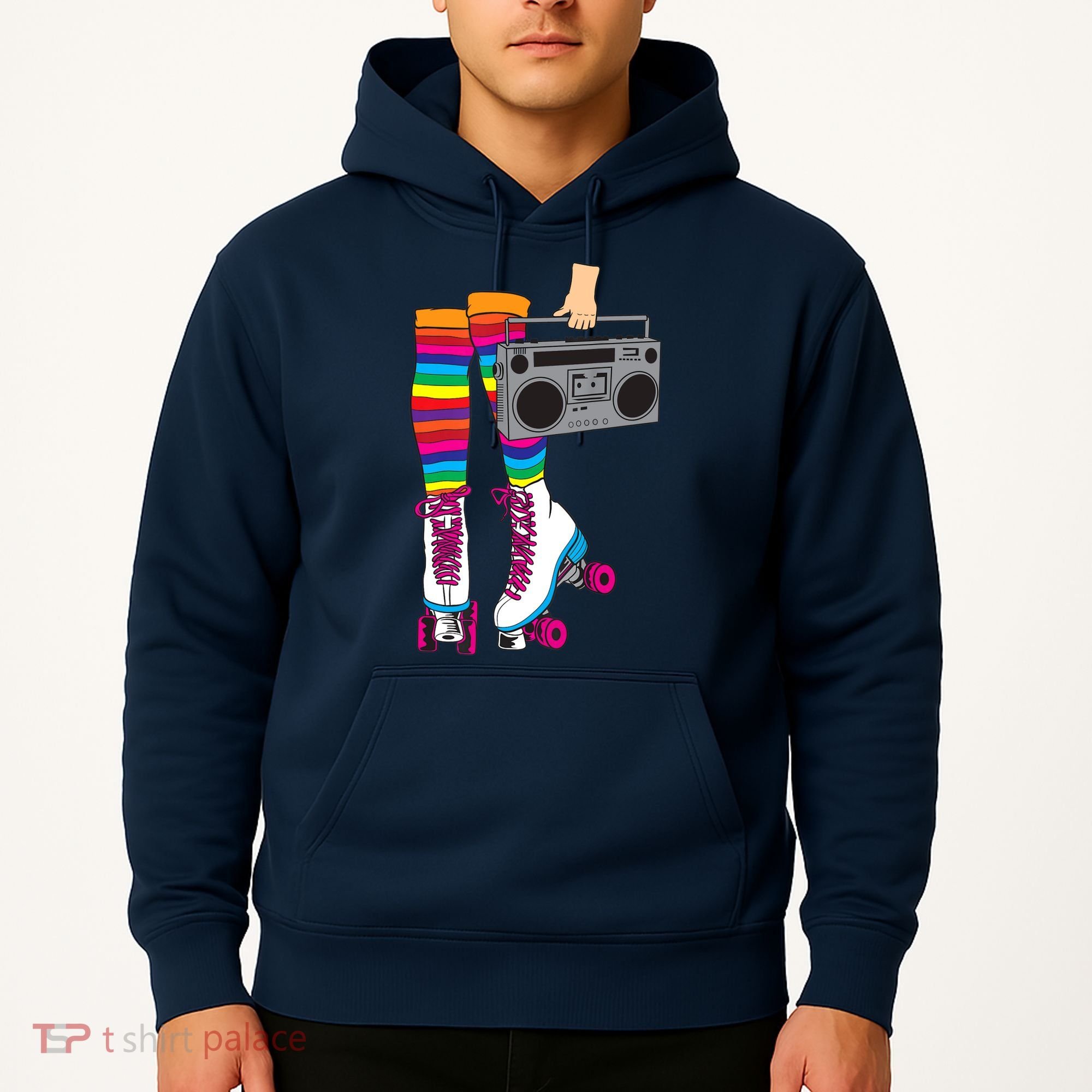 Retro Rollerskates Funny 80's Roller Disco Skating Girl Gift Hoodie