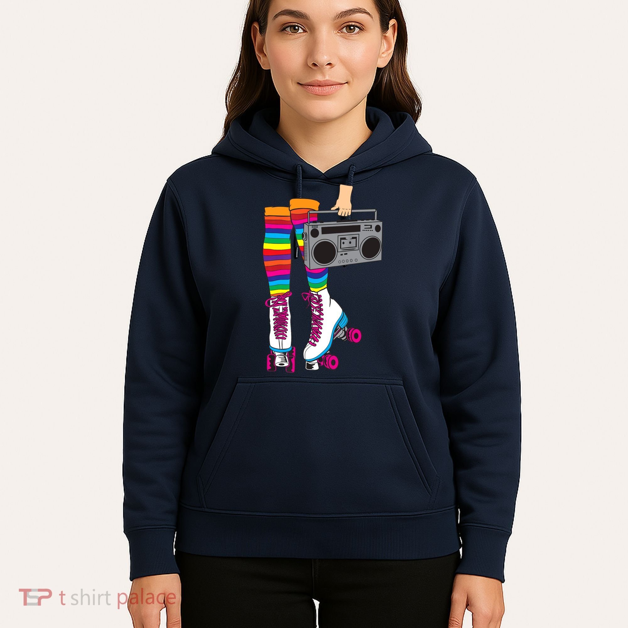 Retro Rollerskates Funny 80's Roller Disco Skating Girl Gift Hoodie