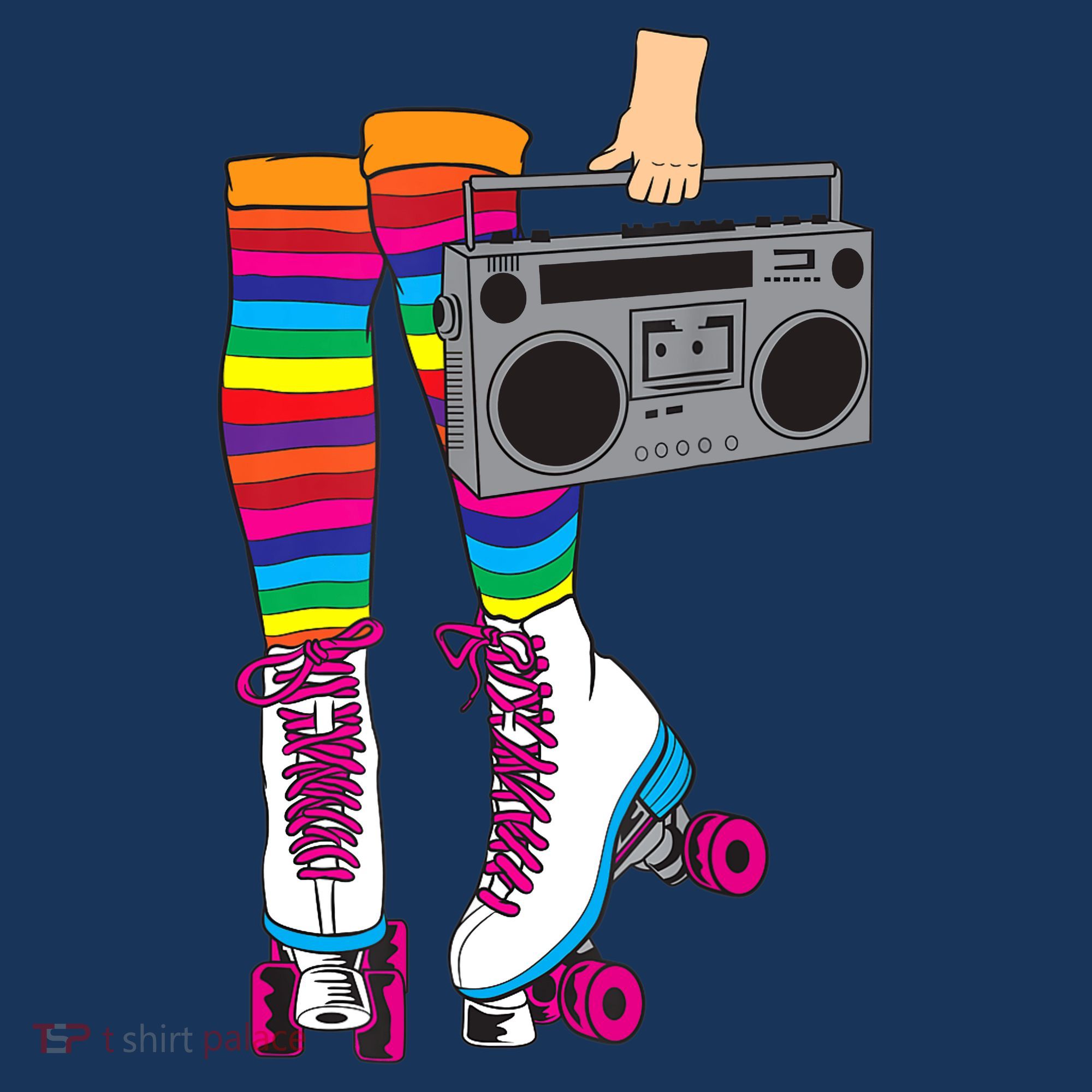 Retro Rollerskates Funny 80's Roller Disco Skating Girl Gift Long Sleeve Shirt