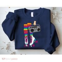 Retro Rollerskates Funny 80's Roller Disco Skating Girl Gift Sweatshirt thumb 2