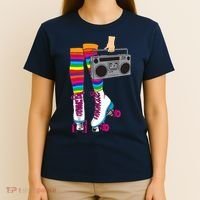 Retro Rollerskates Funny 80's Roller Disco Skating Girl Gift T-Shirt thumb 4