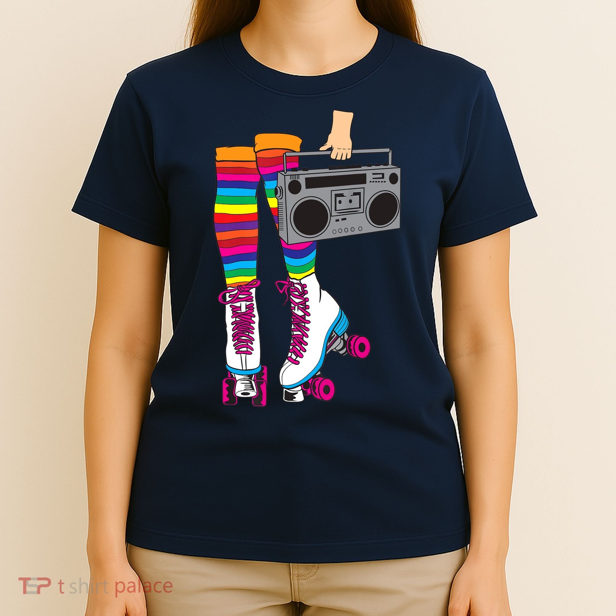 Retro Rollerskates Funny 80's Roller Disco Skating Girl Gift T-Shirt