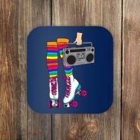Retro Rollerskates Funny 80's Roller Disco Skating Girl Gift Coaster thumb 0