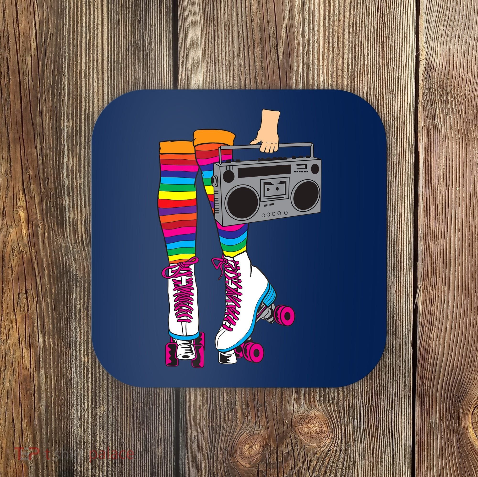 Retro Rollerskates Funny 80's Roller Disco Skating Girl Gift Coaster