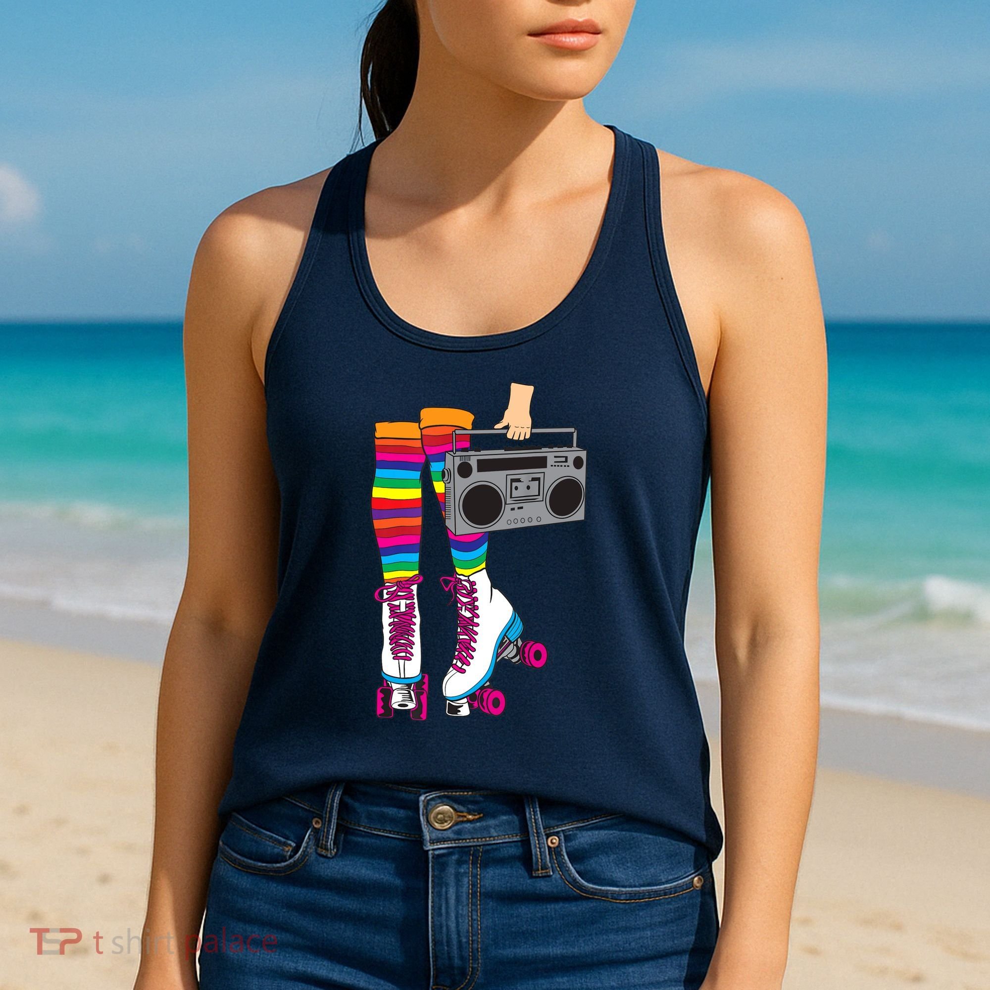 Retro Rollerskates Funny 80's Roller Disco Skating Girl Gift Women's Tank Top