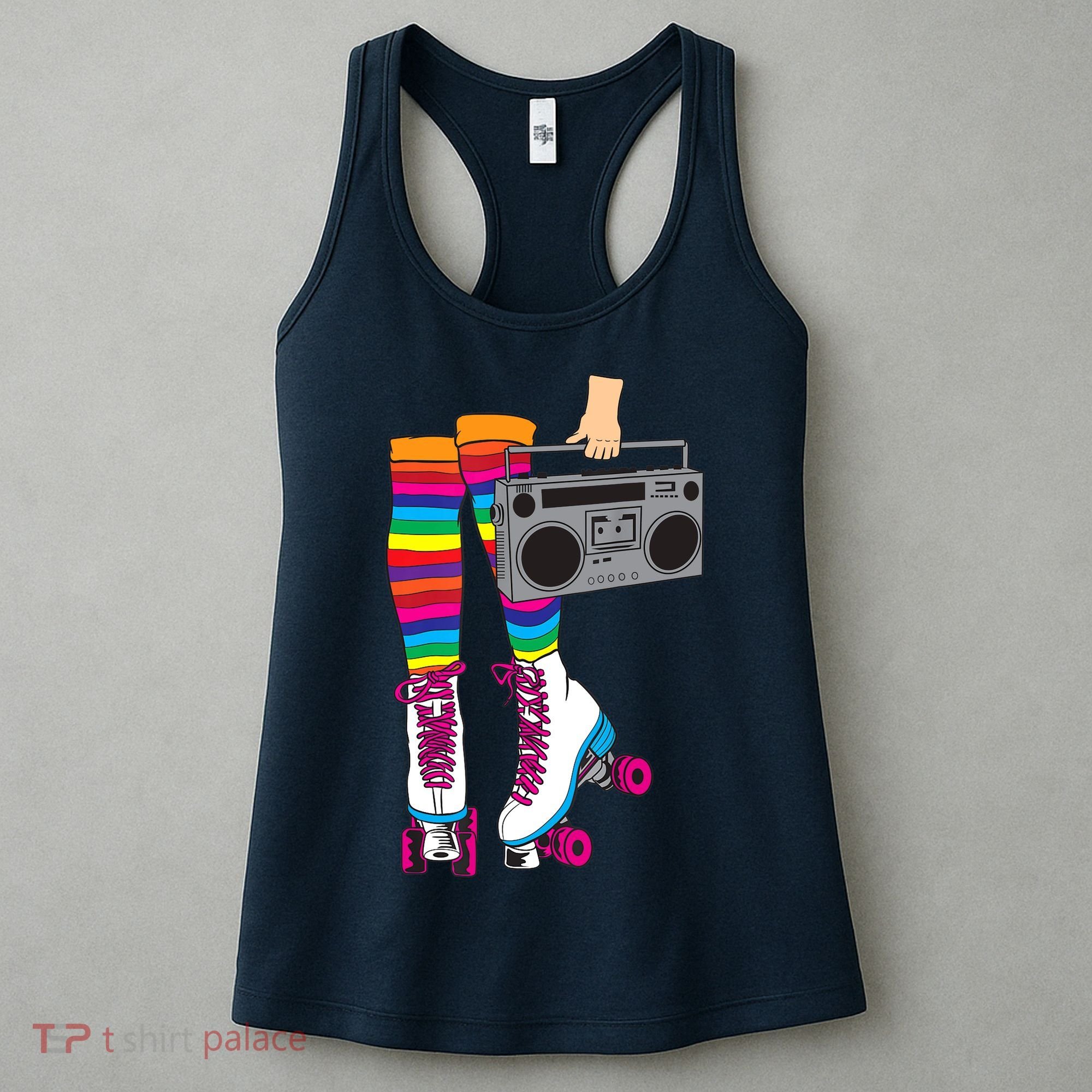 Retro Rollerskates Funny 80's Roller Disco Skating Girl Gift Women's Tank Top