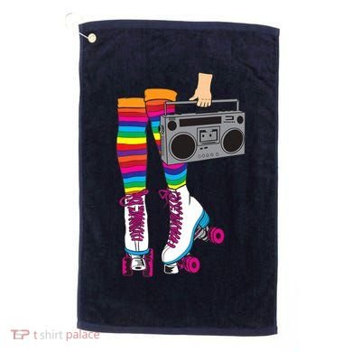 Retro Rollerskates Funny 80's Roller Disco Skating Girl Gift Golf Towel