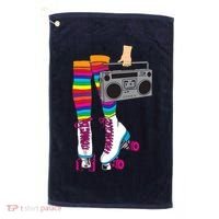 Retro Rollerskates Funny 80's Roller Disco Skating Girl Gift Golf Towel thumb 0
