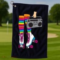 Retro Rollerskates Funny 80's Roller Disco Skating Girl Gift Golf Towel thumb 1