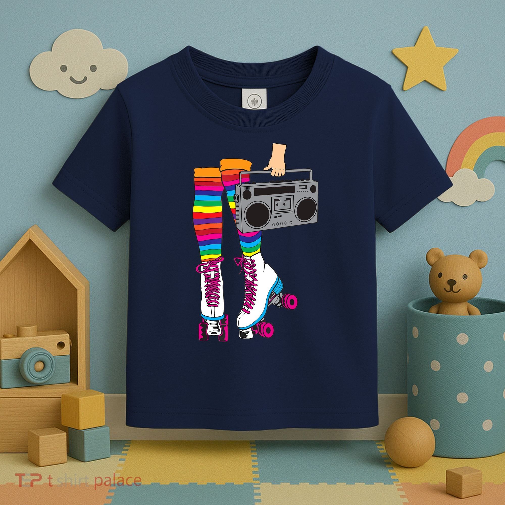 Retro Rollerskates Funny 80's Roller Disco Skating Girl Gift Toddler T-Shirt