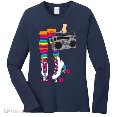 Retro Rollerskates Funny 80's Roller Disco Skating Girl Gift Women's Long Sleeve Shirt