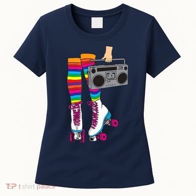 Retro Rollerskates Funny 80's Roller Disco Skating Girl Gift Women's T-Shirt