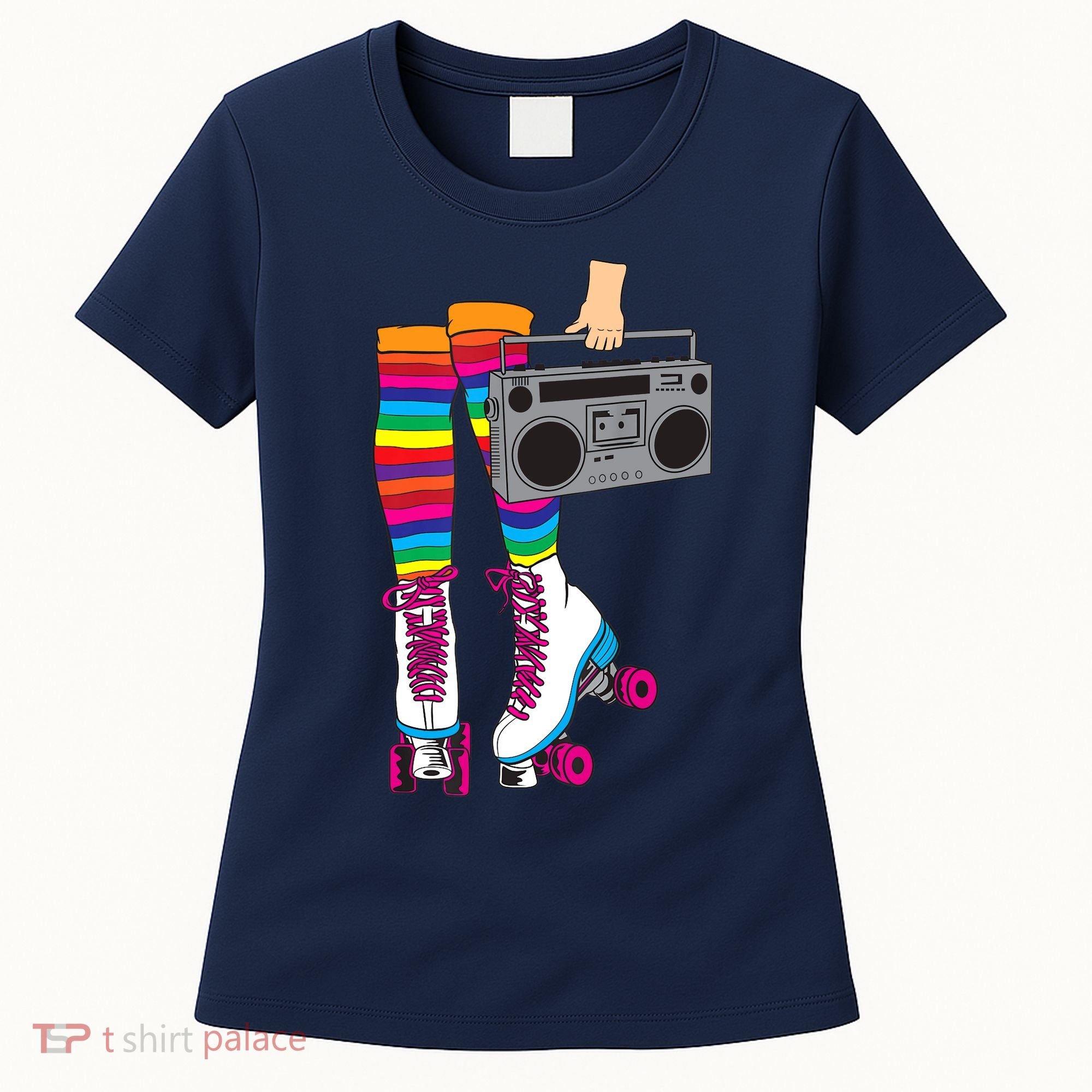 Retro Rollerskates Funny 80's Roller Disco Skating Girl Gift Women's T-Shirt
