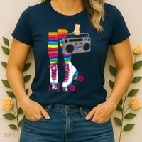 Retro Rollerskates Funny 80's Roller Disco Skating Girl Gift Women's T-Shirt thumb 2