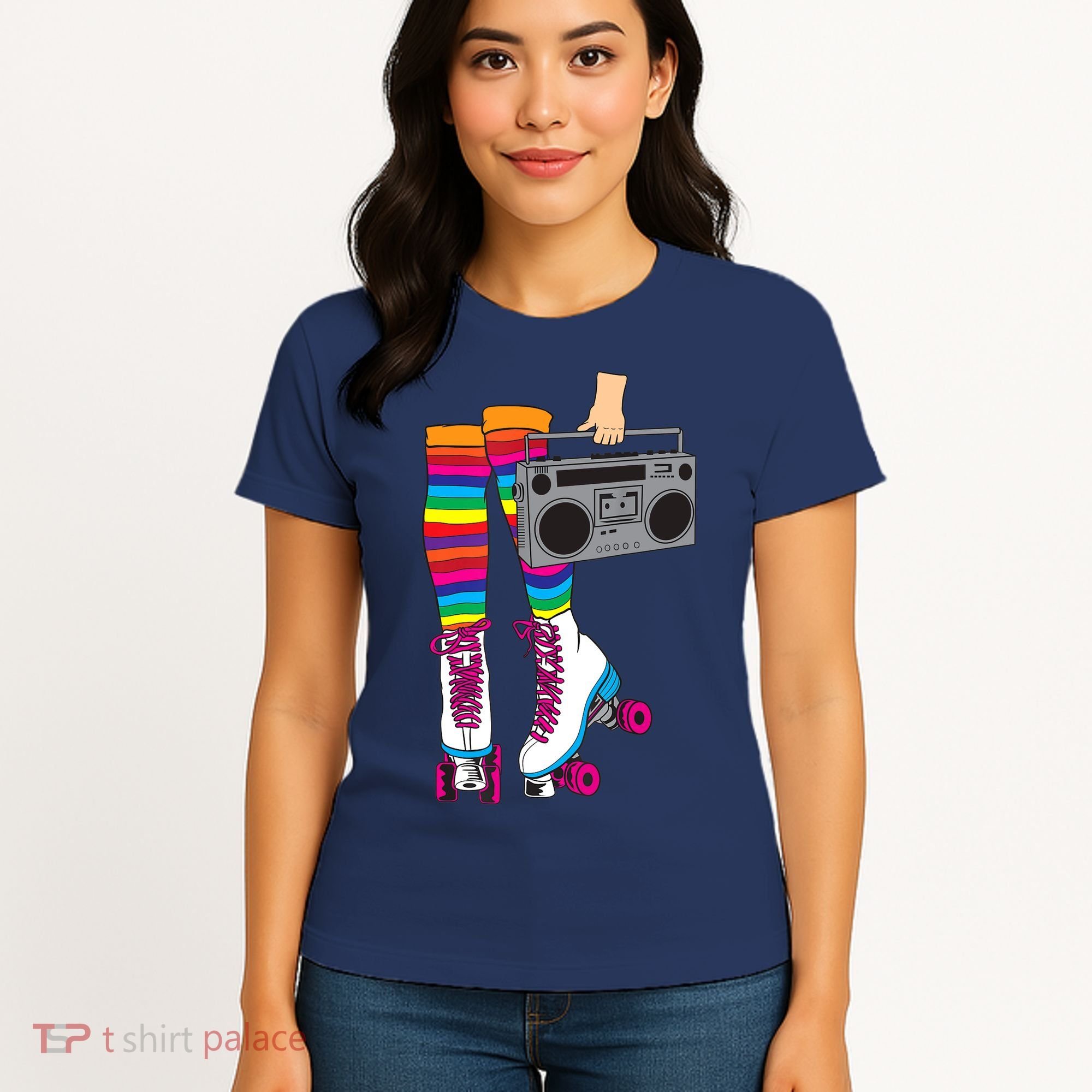 Retro Rollerskates Funny 80's Roller Disco Skating Girl Gift Women's T-Shirt