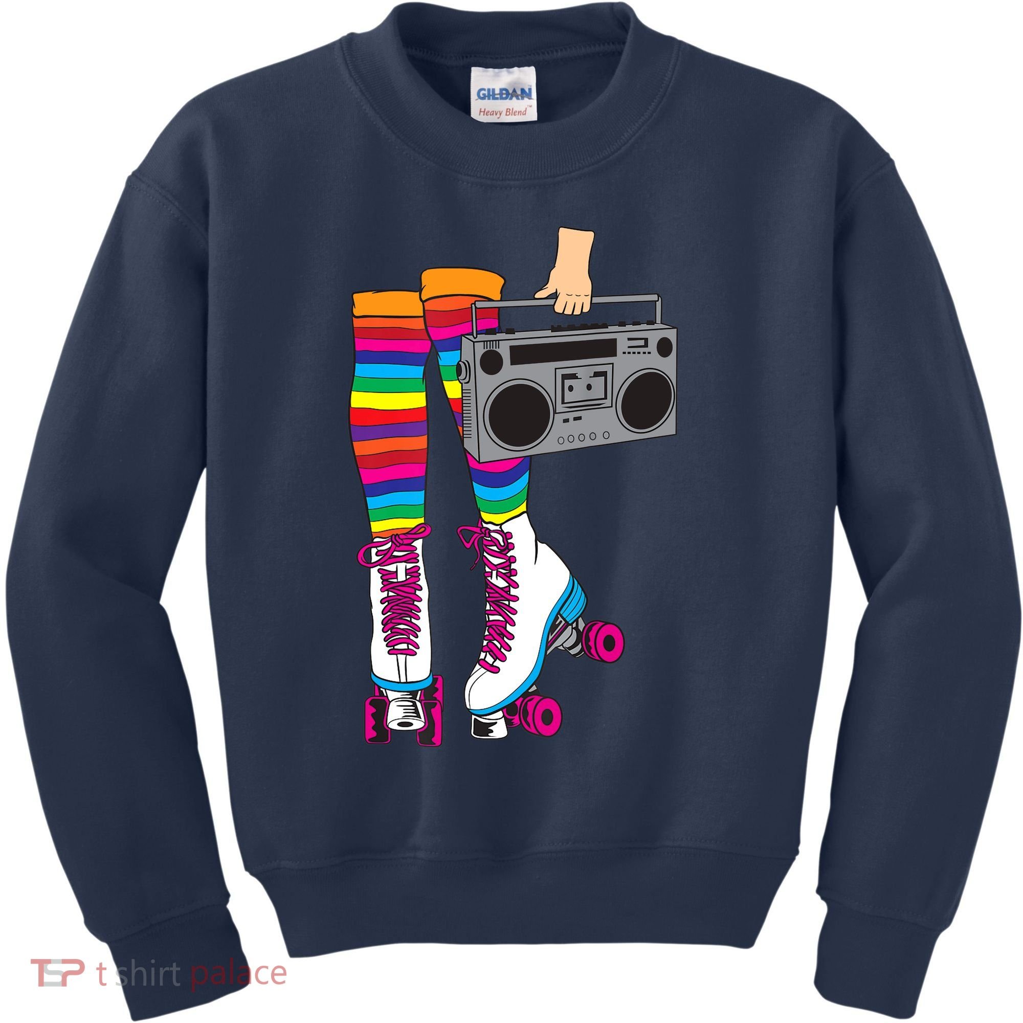 Retro Rollerskates Funny 80's Roller Disco Skating Girl Gift Kids Sweatshirt