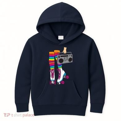 Retro Rollerskates Funny 80's Roller Disco Skating Girl Gift Kids Hoodie