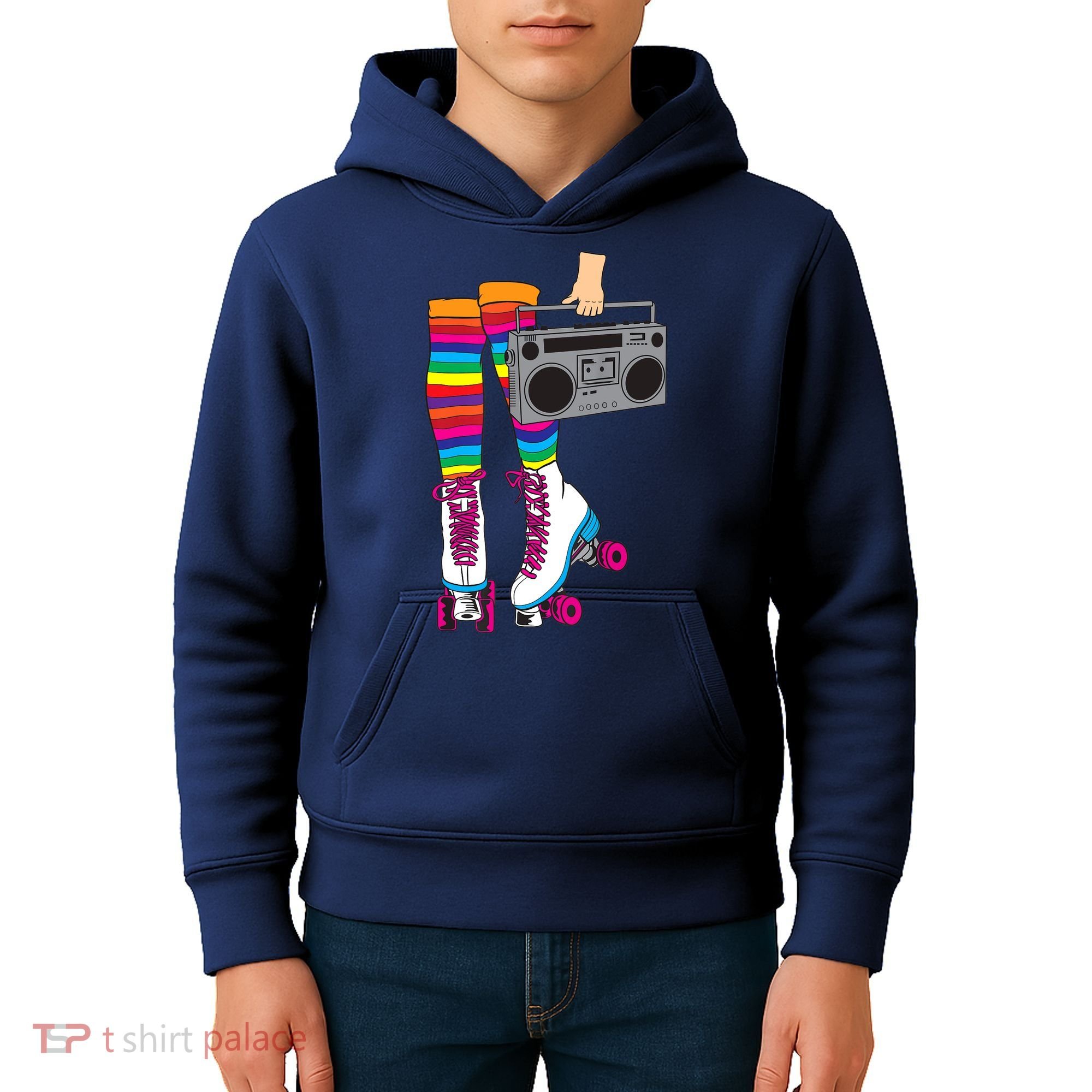 Retro Rollerskates Funny 80's Roller Disco Skating Girl Gift Kids Hoodie