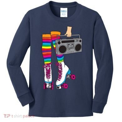 Retro Rollerskates Funny 80's Roller Disco Skating Girl Gift Kids Long Sleeve Shirt