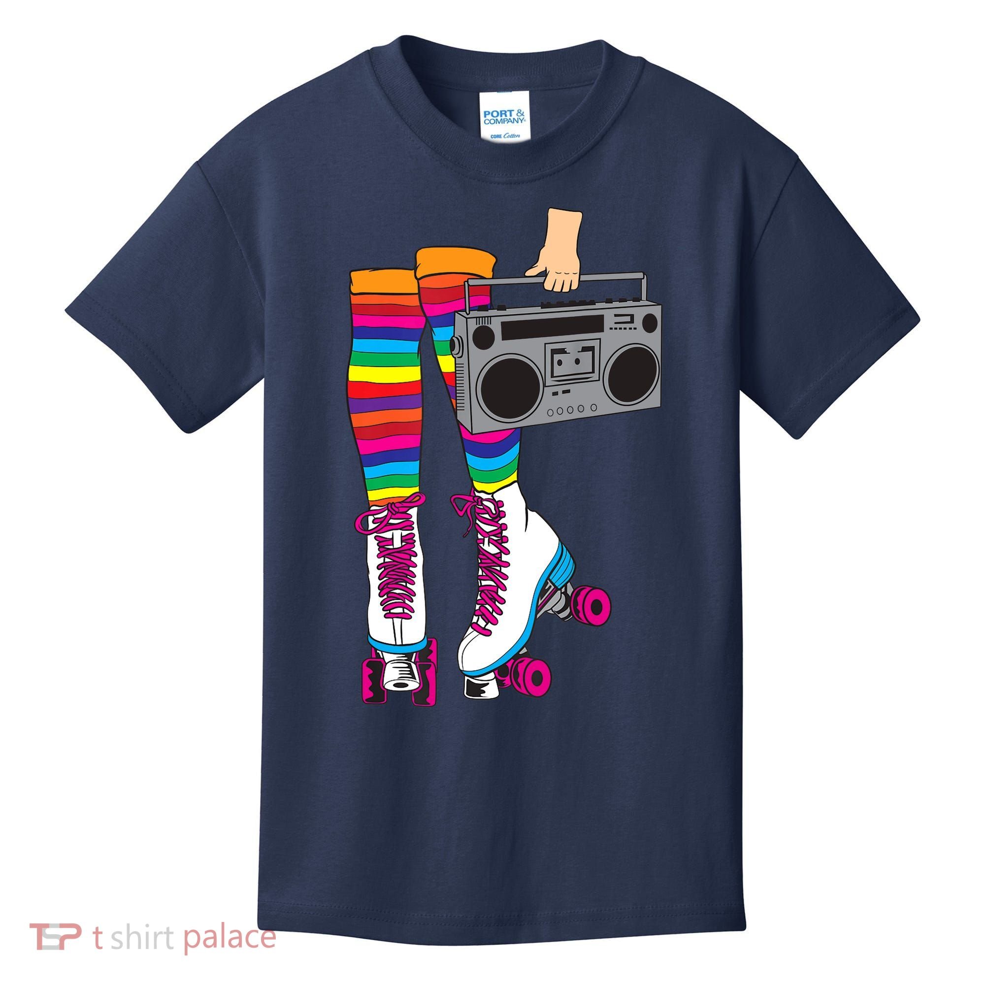 Retro Rollerskates Funny 80's Roller Disco Skating Girl Gift Kids T-Shirt