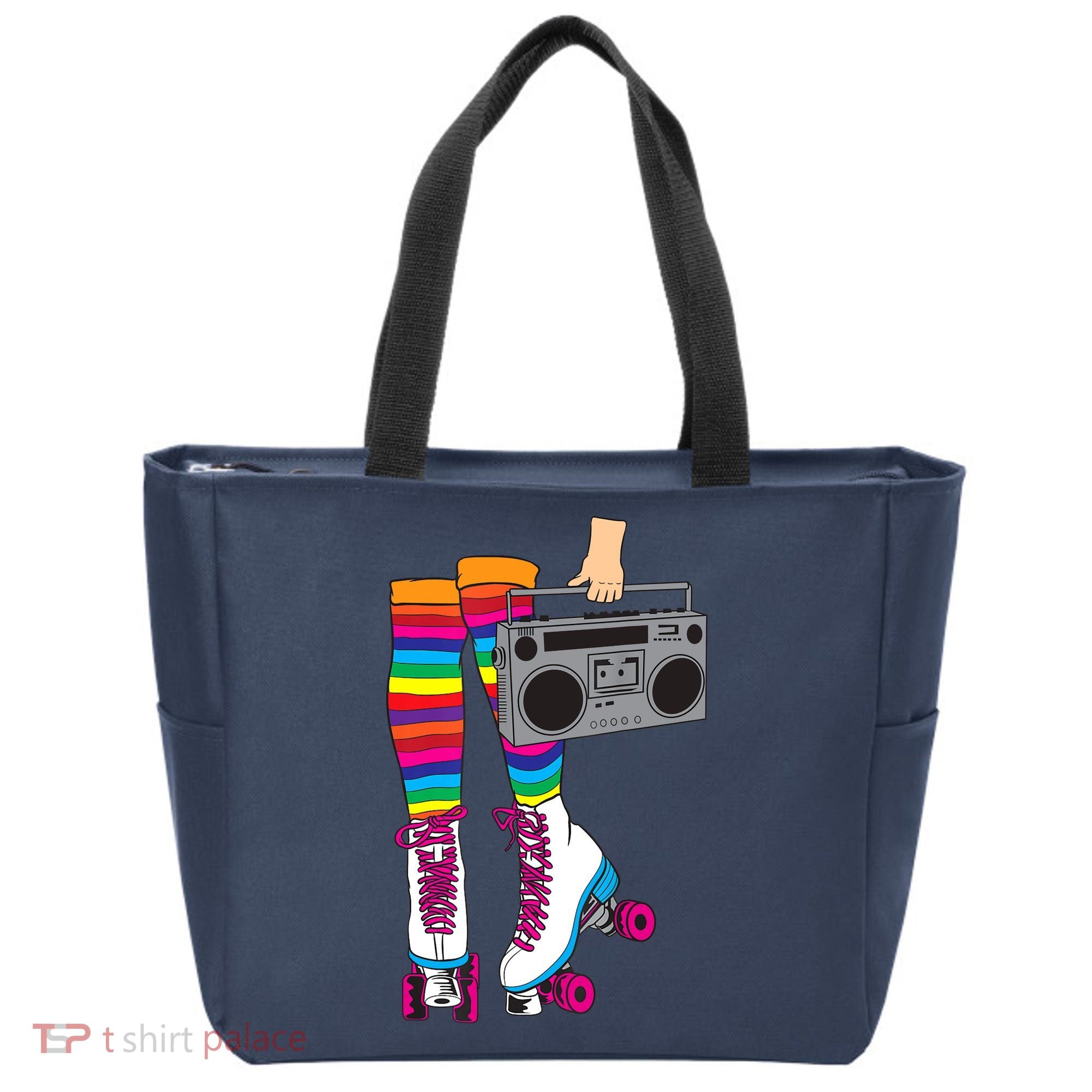 Retro Rollerskates Funny 80's Roller Disco Skating Girl Gift Tote Bag