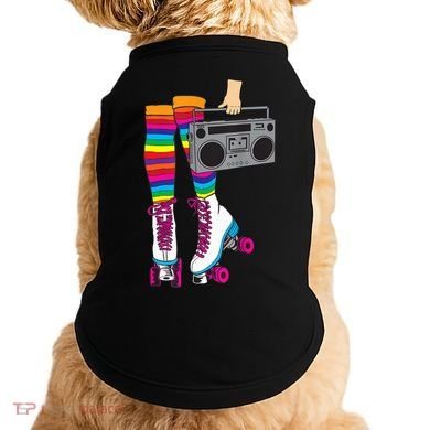 Retro Rollerskates Funny 80's Roller Disco Skating Girl Gift Doggie Tank