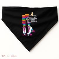 Retro Rollerskates Funny 80's Roller Disco Skating Girl Gift USA-Made Doggie Bandana thumb 0