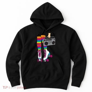 Retro Rollerskates Funny 80's Roller Disco Skating Girl Gift Hoodie
