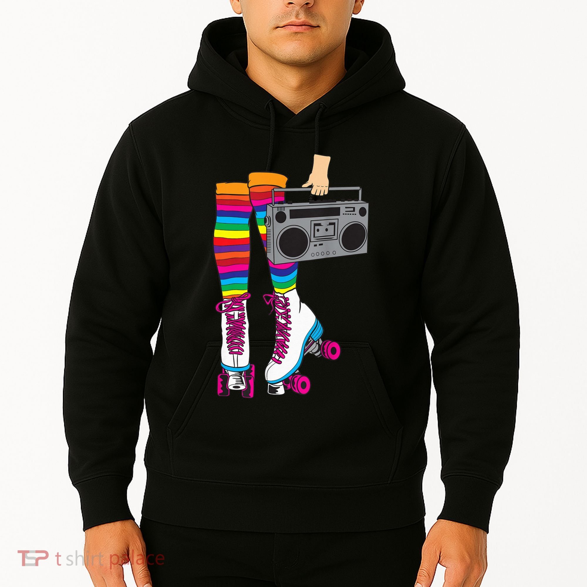 Retro Rollerskates Funny 80's Roller Disco Skating Girl Gift Hoodie