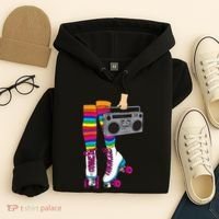 Retro Rollerskates Funny 80's Roller Disco Skating Girl Gift Hoodie thumb 4