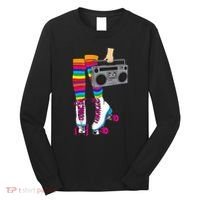 Retro Rollerskates Funny 80's Roller Disco Skating Girl Gift Long Sleeve Shirt thumb 0