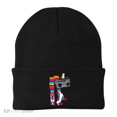 Retro Rollerskates Funny 80's Roller Disco Skating Girl Gift Beanie