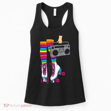 Retro Rollerskates Funny 80's Roller Disco Skating Girl Gift Women's Tank Top