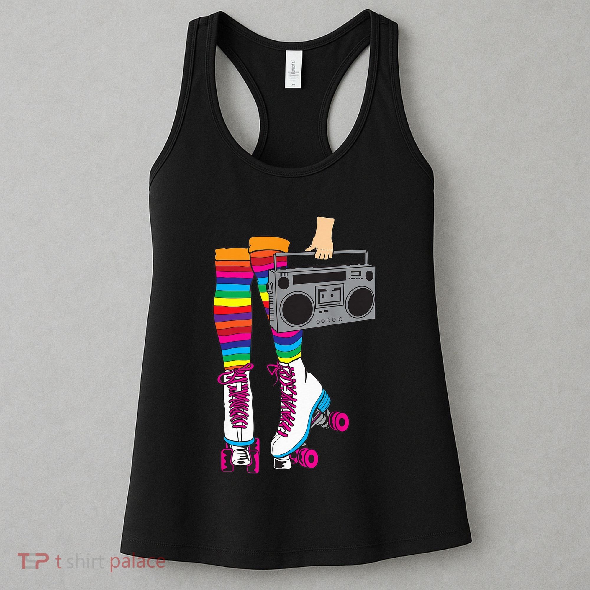 Retro Rollerskates Funny 80's Roller Disco Skating Girl Gift Women's Tank Top