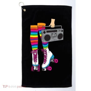 Retro Rollerskates Funny 80's Roller Disco Skating Girl Gift Golf Towel