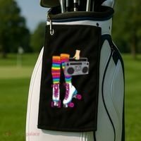 Retro Rollerskates Funny 80's Roller Disco Skating Girl Gift Golf Towel thumb 2