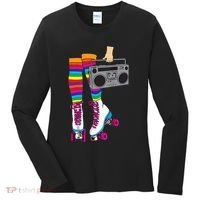 Retro Rollerskates Funny 80's Roller Disco Skating Girl Gift Women's Long Sleeve Shirt thumb 0