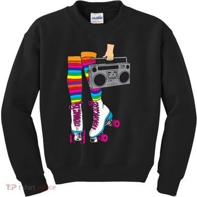 Retro Rollerskates Funny 80's Roller Disco Skating Girl Gift Kids Sweatshirt
