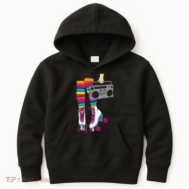 Retro Rollerskates Funny 80's Roller Disco Skating Girl Gift Kids Hoodie