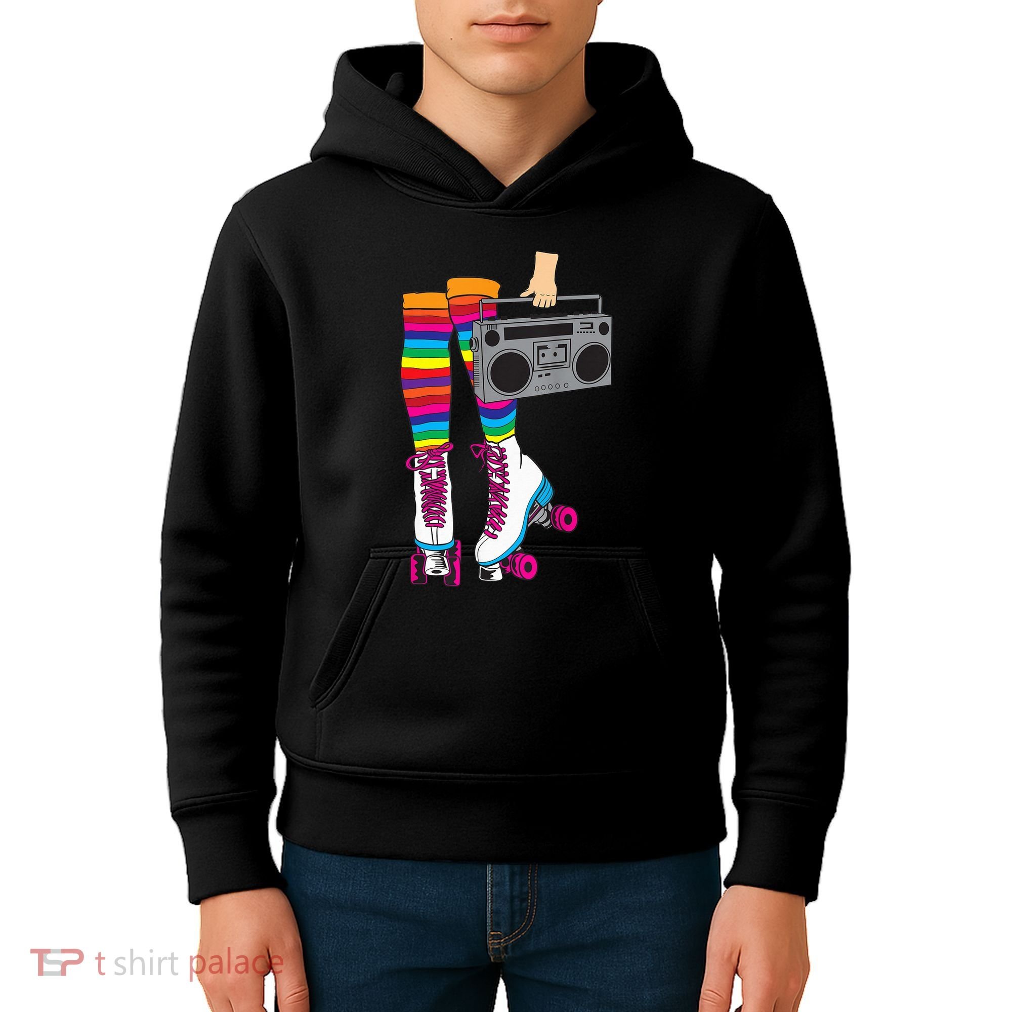 Retro Rollerskates Funny 80's Roller Disco Skating Girl Gift Kids Hoodie