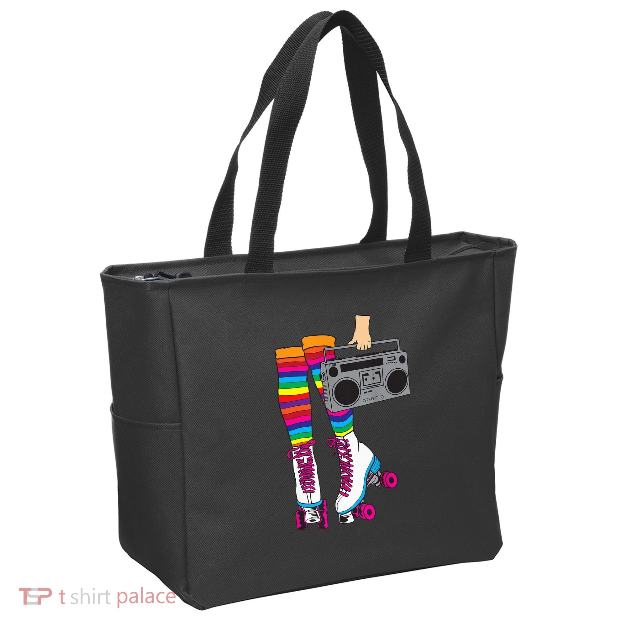 Retro Rollerskates Funny 80's Roller Disco Skating Girl Gift Tote Bag