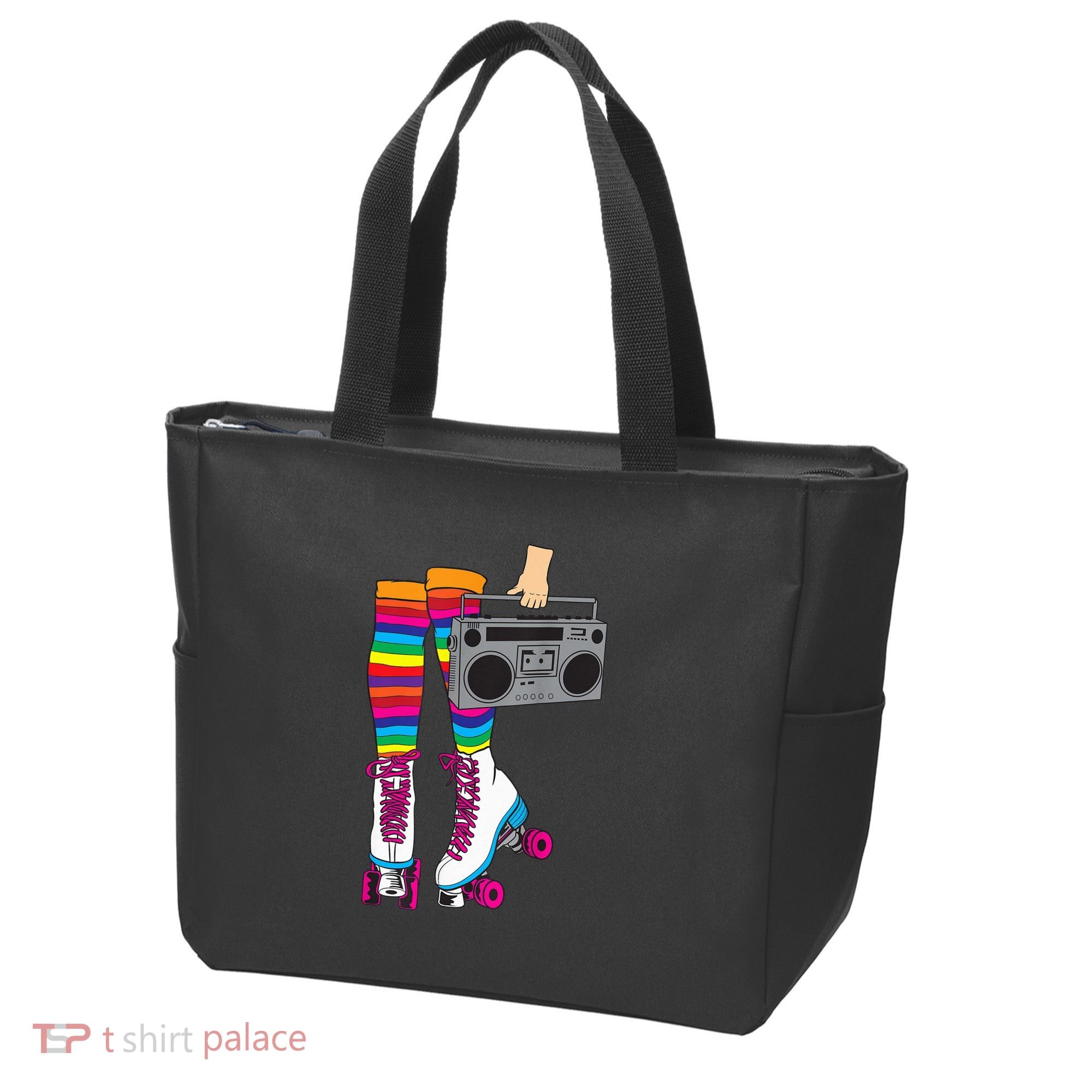 Retro Rollerskates Funny 80's Roller Disco Skating Girl Gift Tote Bag