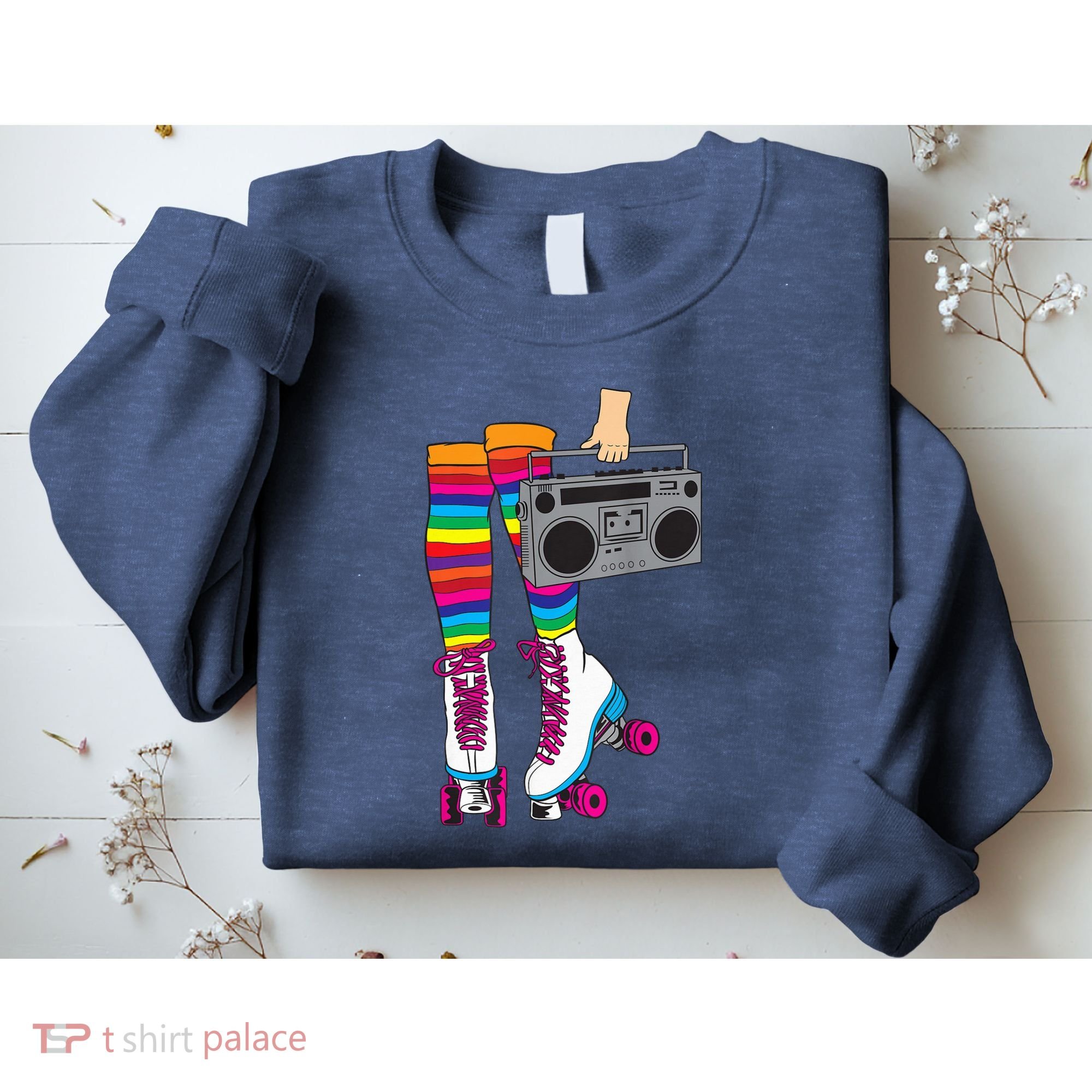 Retro Rollerskates Funny 80's Roller Disco Skating Girl Gift Sweatshirt