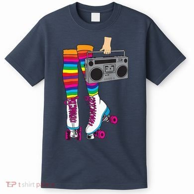 Retro Rollerskates Funny 80's Roller Disco Skating Girl Gift T-Shirt