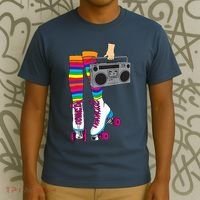 Retro Rollerskates Funny 80's Roller Disco Skating Girl Gift T-Shirt thumb 3
