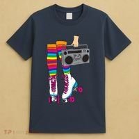 Retro Rollerskates Funny 80's Roller Disco Skating Girl Gift T-Shirt thumb 4