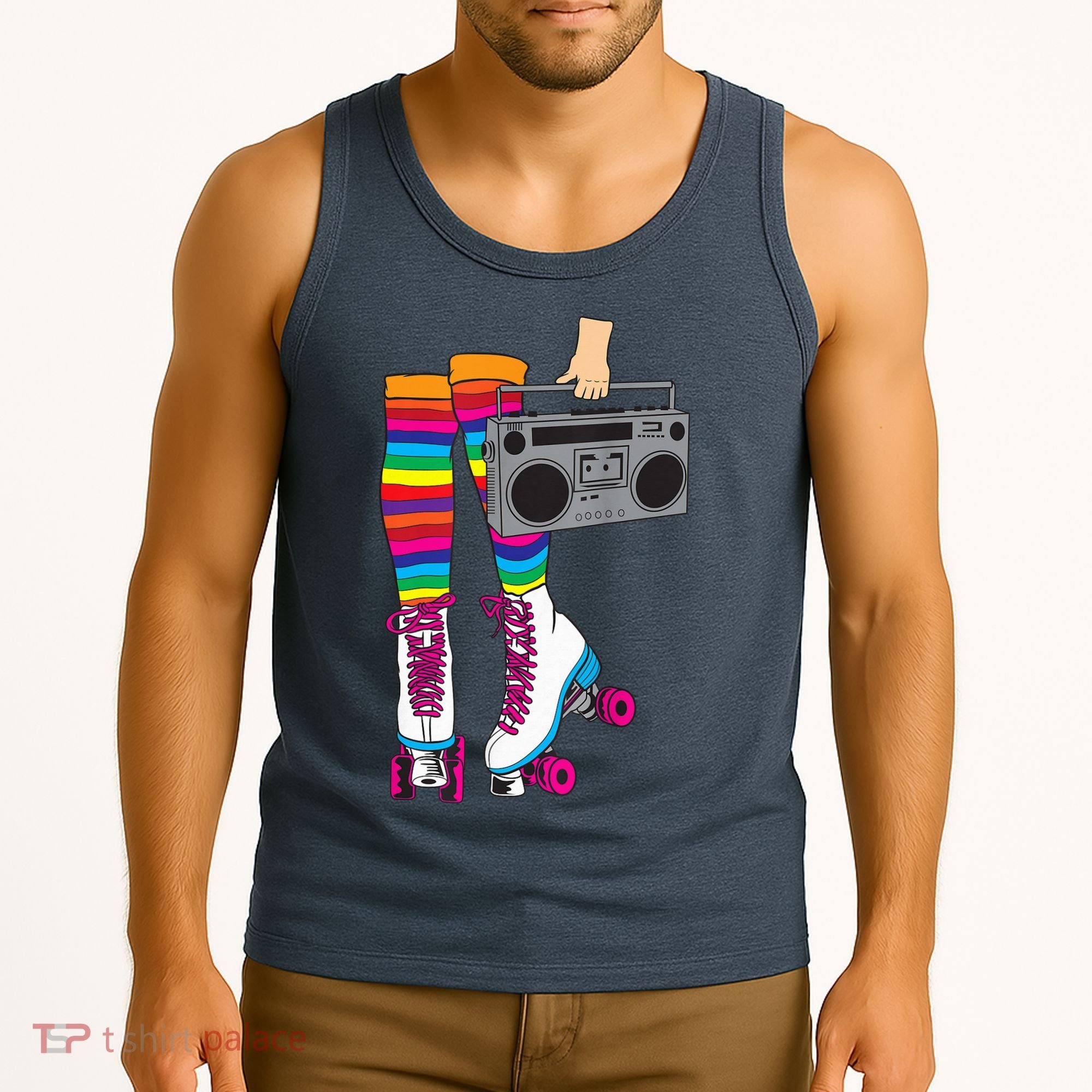 Retro Rollerskates Funny 80's Roller Disco Skating Girl Gift Tank Top