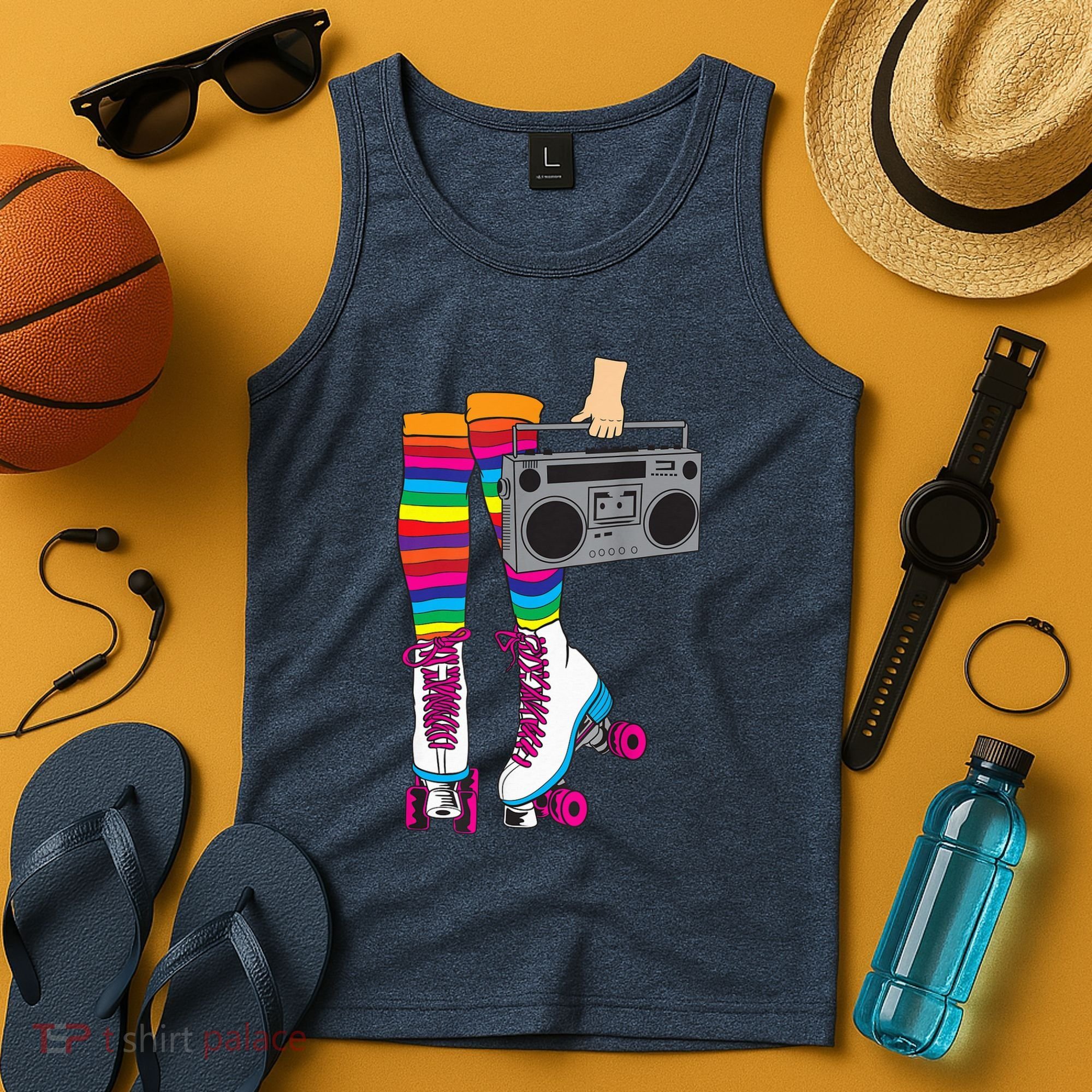 Retro Rollerskates Funny 80's Roller Disco Skating Girl Gift Tank Top