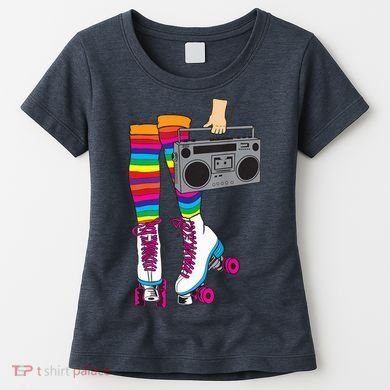 Retro Rollerskates Funny 80's Roller Disco Skating Girl Gift Women's T-Shirt